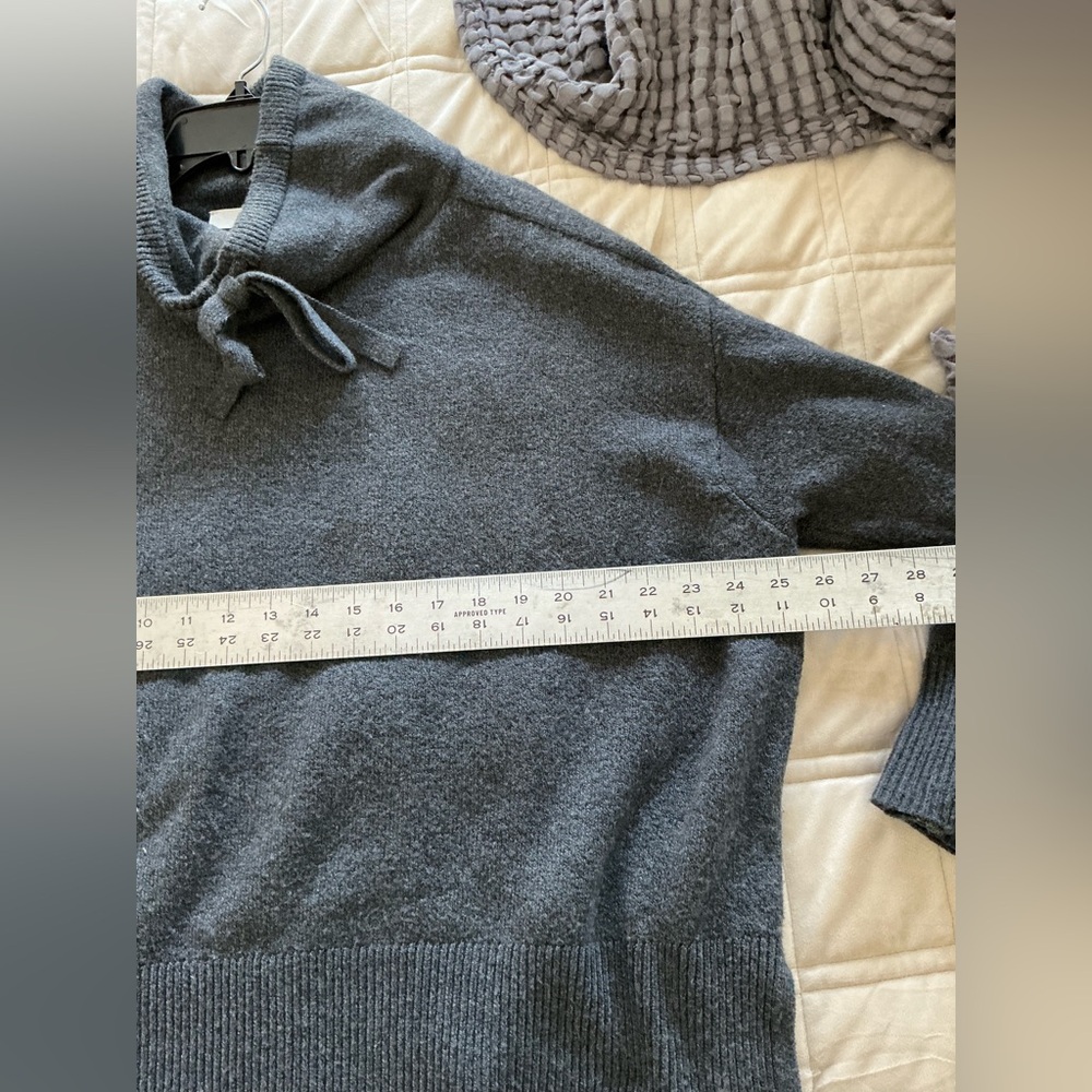 Loft Gray Drawstring Neck Poncho Sweater - Picture 5 of 6
